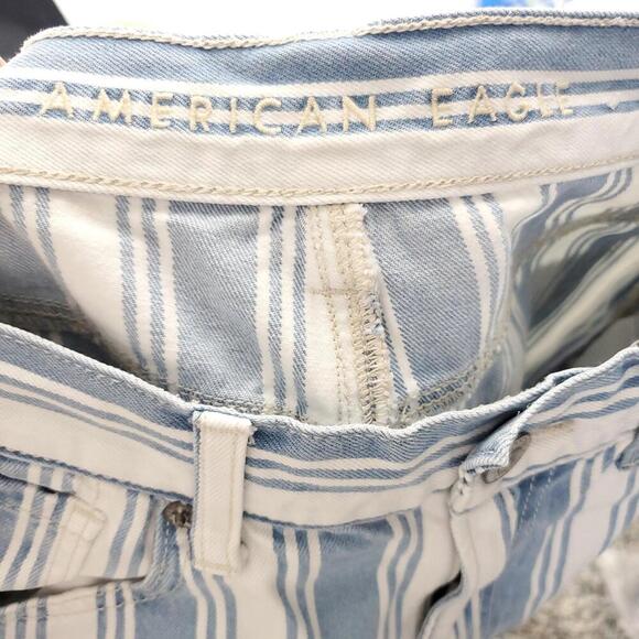 American Eagle Jeans Womens 0 Mom Jean Pinstripe Railroad Stripe Denim Blue - Picture 7 of 10